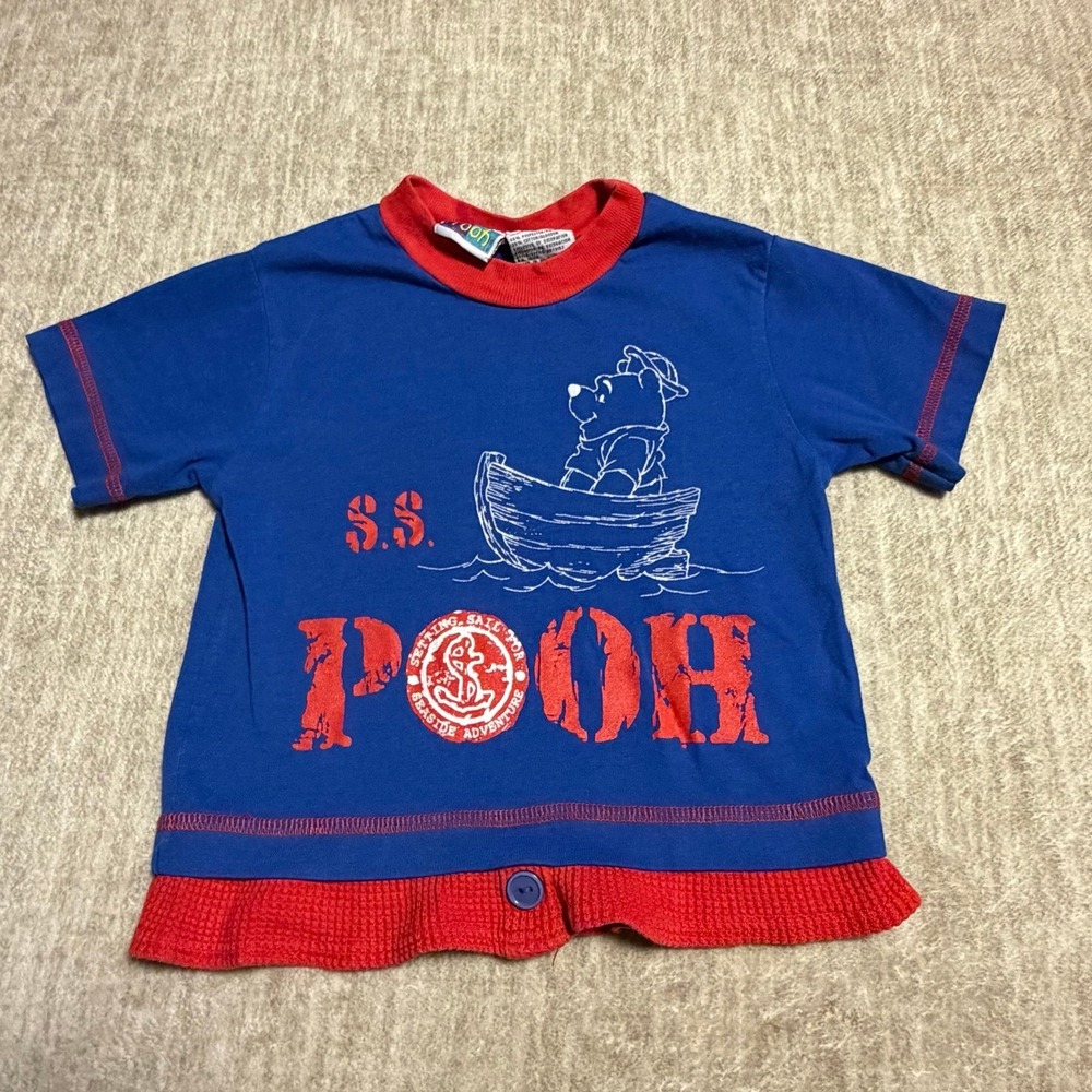 Vintage Disney Pooh Sailor Bear‎ Shirt Youth 4T Blue Red Nautical